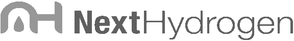 Logo noir et blanc « Next Hydrogen » avec une typographie nom de l'entreprise épurée et des lettres N et H stylisées séparées