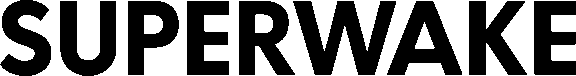 Logo noir et blanc « Superwake » avec une typographie épurée du nom de l’entreprise