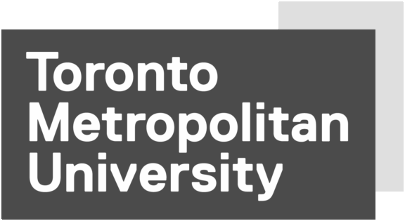 Logo noir et blanc « Toronto Metropolitan University » avec une typographie épurée du nom de l’établissement