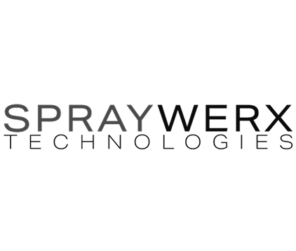 Logo noir et blanc « Spraywerx Technologies » avec une typographie épurée
